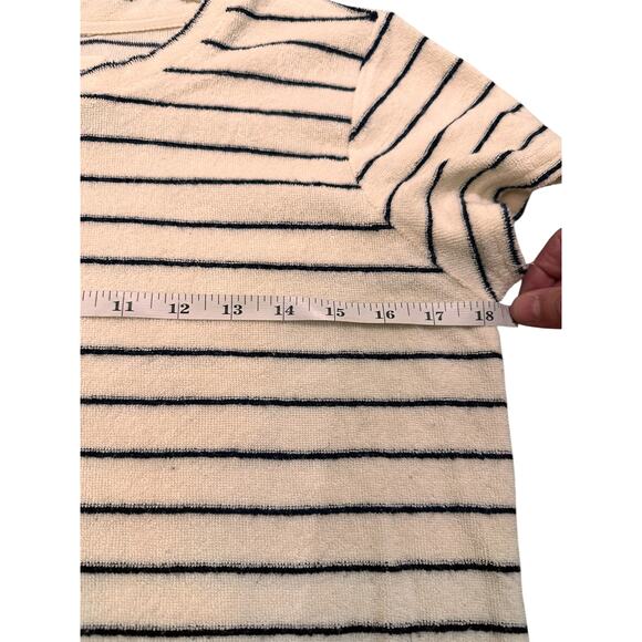 Thread & Supply Striped Terrycloth Coverup Tunic Beach Dress, Navy Ecru, M - Picture 4 of 6